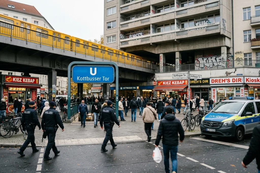 Kottbusser Tor Sicherheit 2026 – U-Bahn Station Kottbusser Tor Kreuzberg mit BVG Fahrgästen