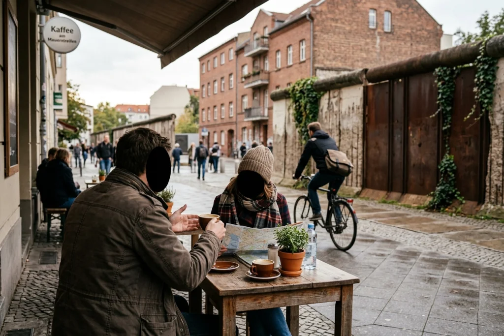 Kultur Berlin kostenlos – Besucher vor der East Side Gallery in Berlin im Frühling