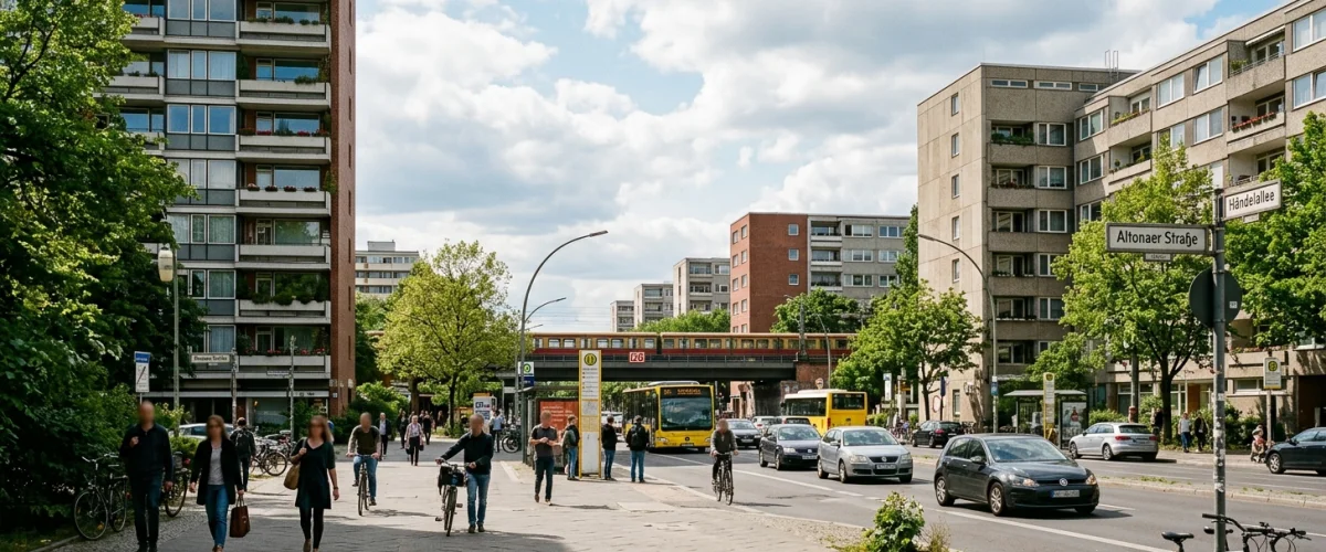 Wohnen Hansaviertel Berlin – Blick auf die sanierten Hochhäuser der Interbau 1957 in Berlin-Mitte