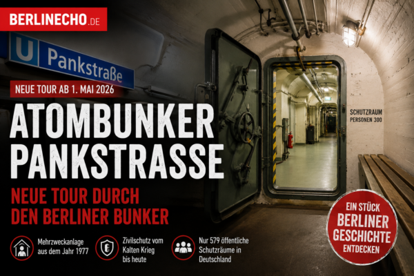 Atombunker Pankstraße in Berlin mit Bunkergang, Schutzraum und Hinweis auf neue Führung