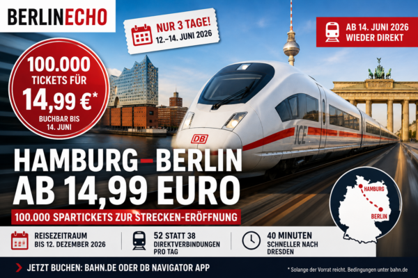 Bahnstrecke Hamburg Berlin mit ICE, 14,99-Euro-Ticketaktion und Wiedereröffnung nach der Generalsanierung