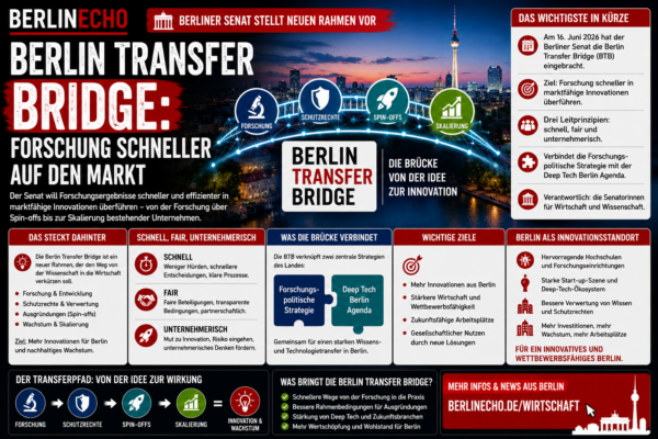 Berlin Transfer Bridge: Berliner Senat will Forschung schneller in marktfähige Innovationen überführen