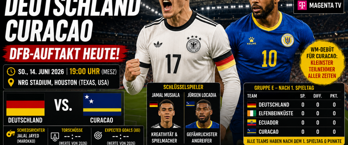 Deutschland Curaçao WM 2026: DFB-Auftakt im NRG Stadium Houston um 19:00 Uhr
