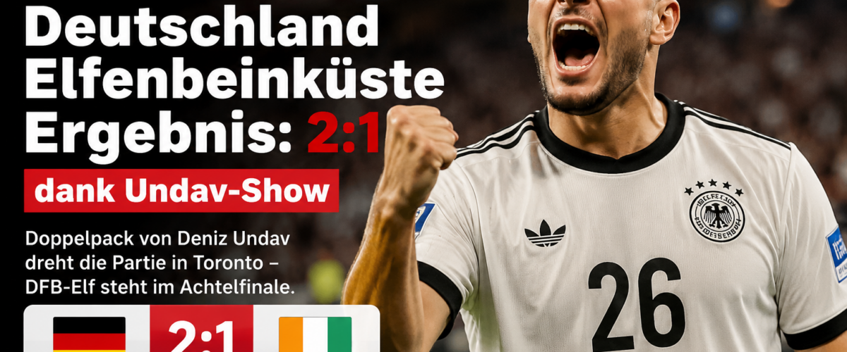 Deutschland Elfenbeinküste Ergebnis 2:1 – jubelnder deutscher Fußballspieler nach Undav-Doppelpack bei der WM 2026