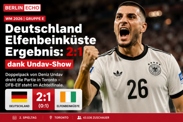 Deutschland Elfenbeinküste Ergebnis 2:1 – jubelnder deutscher Fußballspieler nach Undav-Doppelpack bei der WM 2026