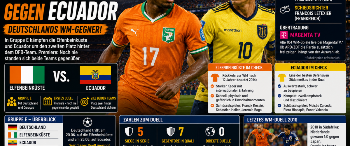 Elfenbeinküste gegen Ecuador WM 2026: Deutschlands Gruppengegner kämpfen um Platz zwei