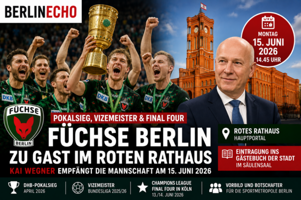 Füchse Berlin werden nach Pokalsieg, Vizemeisterschaft und Final-Four-Einzug im Roten Rathaus empfangen