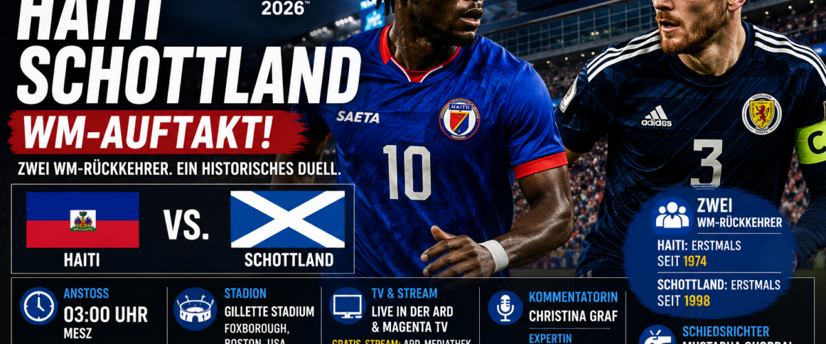 Haiti Schottland WM 2026: WM-Auftakt der Gruppe C um 03:00 Uhr im Gillette Stadium