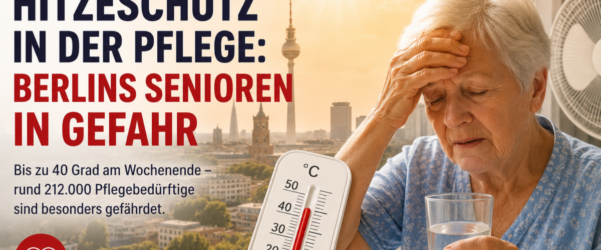 Ältere Frau mit Wasserglas bei Hitze in Berlin – Hitzeschutz in der Pflege für Senioren