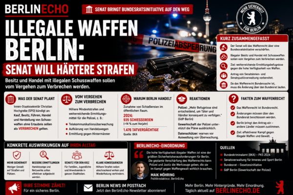 Illegale Waffen Berlin: Senat plant härtere Strafen für illegalen Waffenbesitz und Waffenhandel