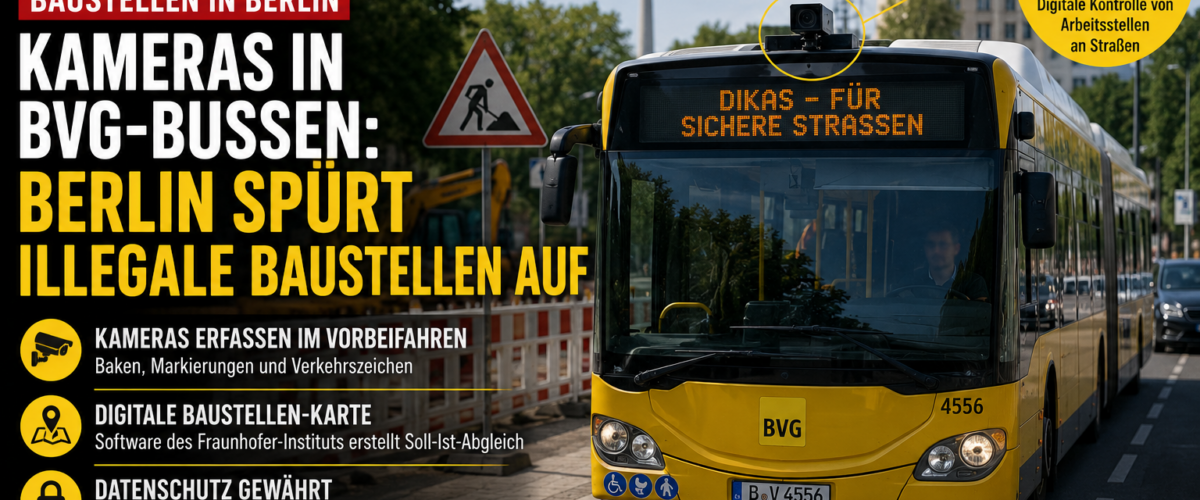 Kameras in BVG-Bussen erfassen Baustellen in Berlin im Vorbeifahren für das Dikas-Projekt