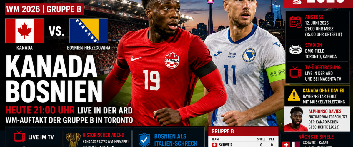 Kanada Bosnien bei der WM 2026: Vorschau auf den Gruppe-B-Auftakt im BMO Field Toronto