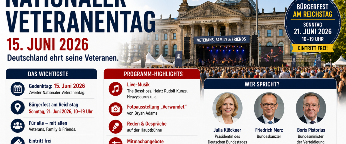 Nationaler Veteranentag 2026: Bürgerfest am Reichstag in Berlin mit Musik, Ausstellung und freiem Eintritt