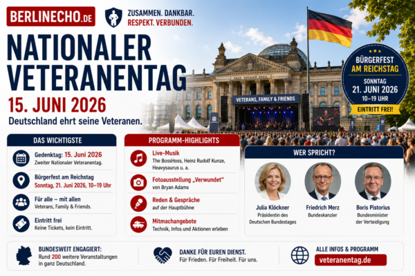 Nationaler Veteranentag 2026: Bürgerfest am Reichstag in Berlin mit Musik, Ausstellung und freiem Eintritt
