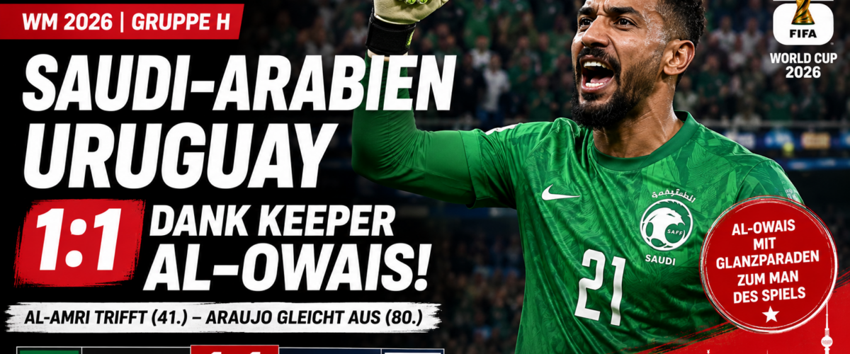 Saudi-Arabien Uruguay Ergebnis bei der WM 2026: Al-Owais rettet Saudi-Arabien beim 1:1 gegen Uruguay