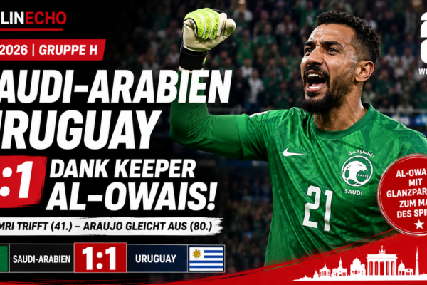 Saudi-Arabien Uruguay Ergebnis bei der WM 2026: Al-Owais rettet Saudi-Arabien beim 1:1 gegen Uruguay