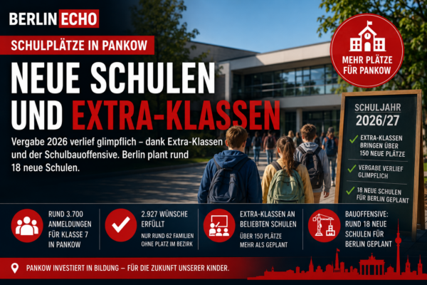 Schulplätze in Pankow mit neuen Schulen, Extra-Klassen und Schulbauoffensive Berlin
