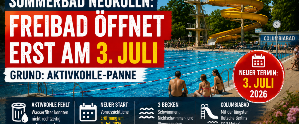 Sommerbad Neukölln Columbiabad öffnet wegen Aktivkohle-Panne erst am 3. Juli 2026