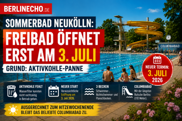 Sommerbad Neukölln Columbiabad öffnet wegen Aktivkohle-Panne erst am 3. Juli 2026