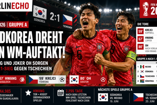 Südkorea Tschechien bei der WM 2026: Südkorea gewinnt 2:1 nach Rückstand in Guadalajara