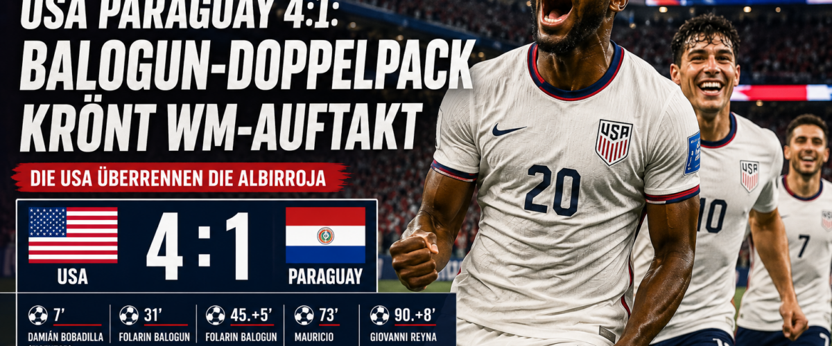 USA Paraguay WM 2026: Folarin Balogun trifft doppelt beim 4:1-Auftaktsieg der USA