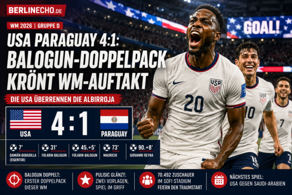 USA Paraguay WM 2026: Folarin Balogun trifft doppelt beim 4:1-Auftaktsieg der USA