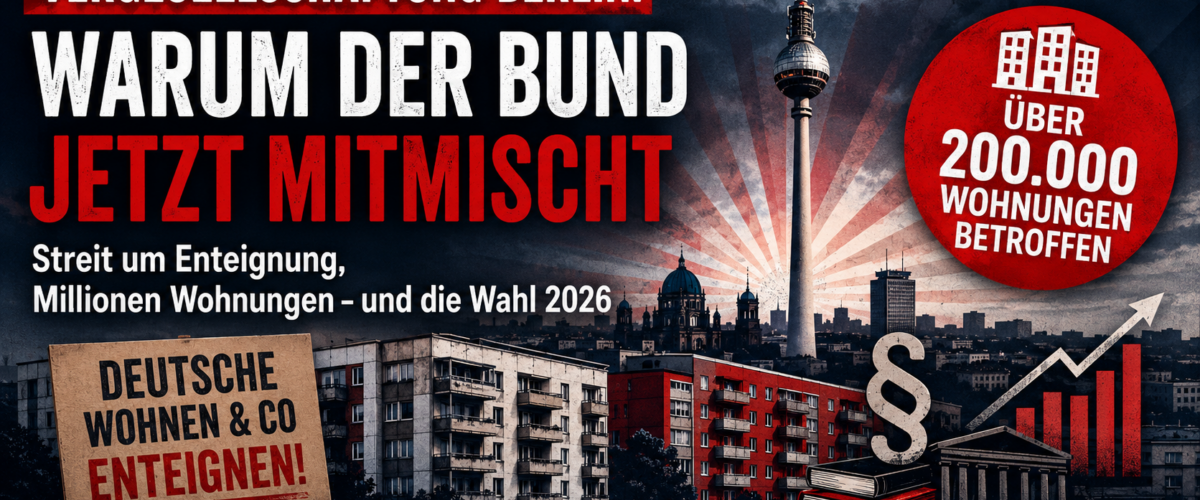 Vergesellschaftung Berlin: Symbolbild zum Streit um Enteignung, Wohnungsbestände, Mieten und die Berlin-Wahl 2026