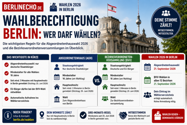 Wahlberechtigung Berlin 2026: Übersicht zu Abgeordnetenhauswahl, BVV-Wahl, Mindestalter und Hauptwohnsitz