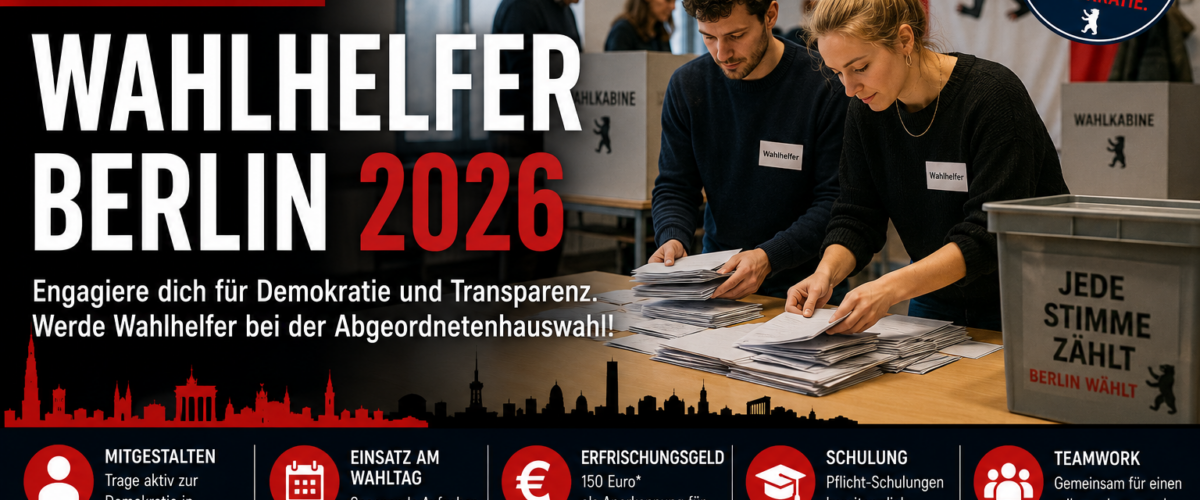 Wahlhelfer Berlin 2026 bei der Stimmenauszählung im Wahllokal zur Abgeordnetenhauswahl