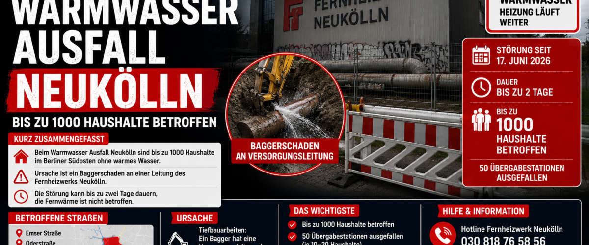 Warmwasser Ausfall Neukölln: Bis zu 1000 Haushalte im Berliner Südosten ohne warmes Wasser