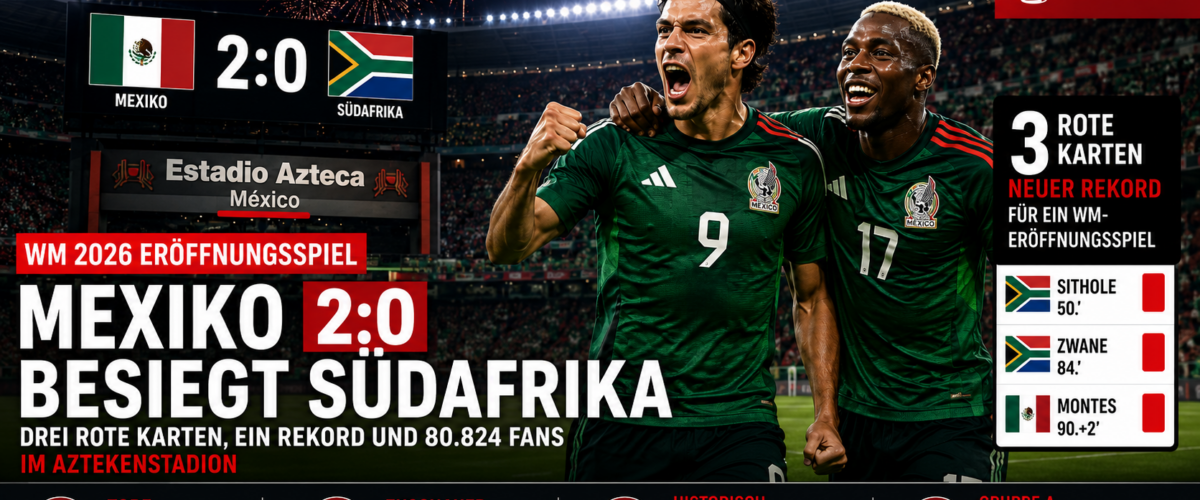 WM 2026 Eröffnungsspiel im Aztekenstadion: Mexiko besiegt Südafrika 2:0 gegen Südafrika