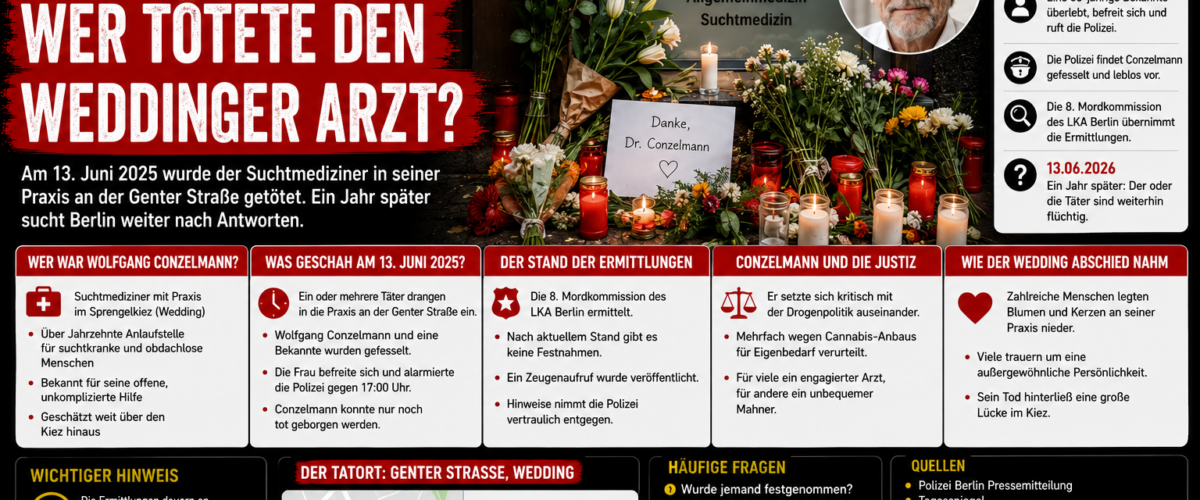 Wolfgang Conzelmann: Gedenken vor einer Arztpraxis in Wedding nach dem ungeklärten Todesfall