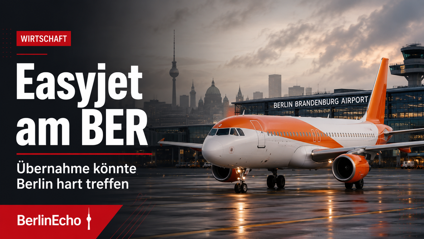 Easyjet Berlin am Flughafen BER während des Übernahmepokers