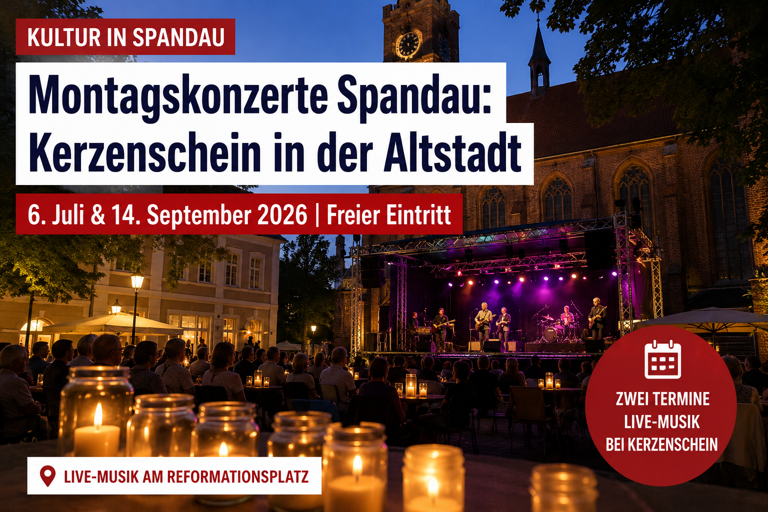 Montagskonzerte Spandau bei Kerzenschein am Reformationsplatz in der Altstadt vor der Nikolaikirche