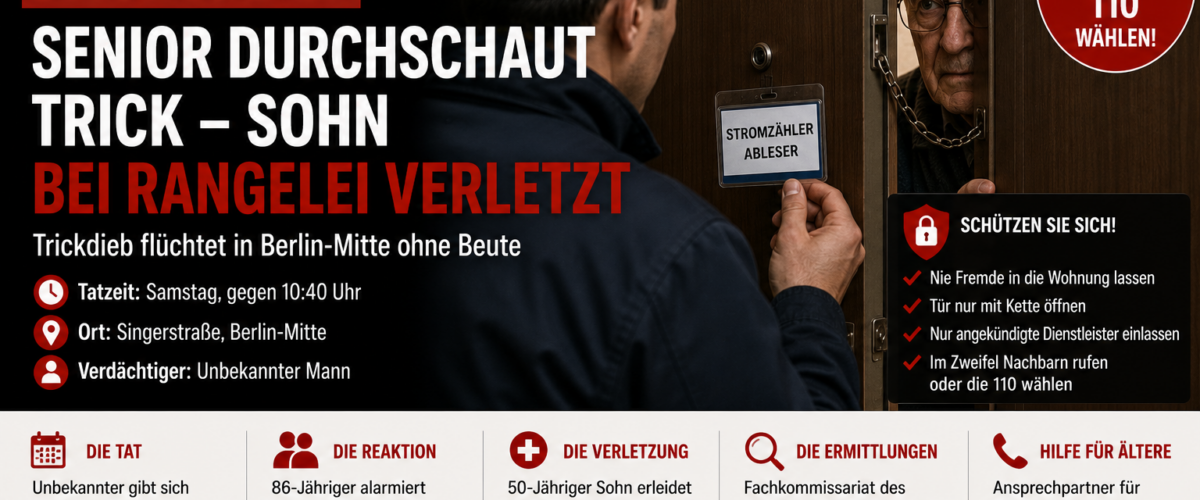 Falscher Stromableser in Berlin-Mitte vor Wohnungstür eines Seniors – Warnung vor Trickdiebstahl