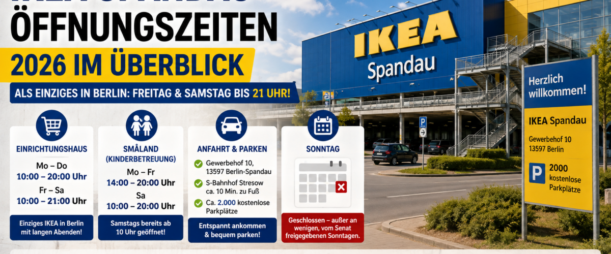 Ikea Spandau Öffnungszeiten 2026 mit Ladenzeiten, Småland, Anfahrt und kostenlosen Parkplätzen