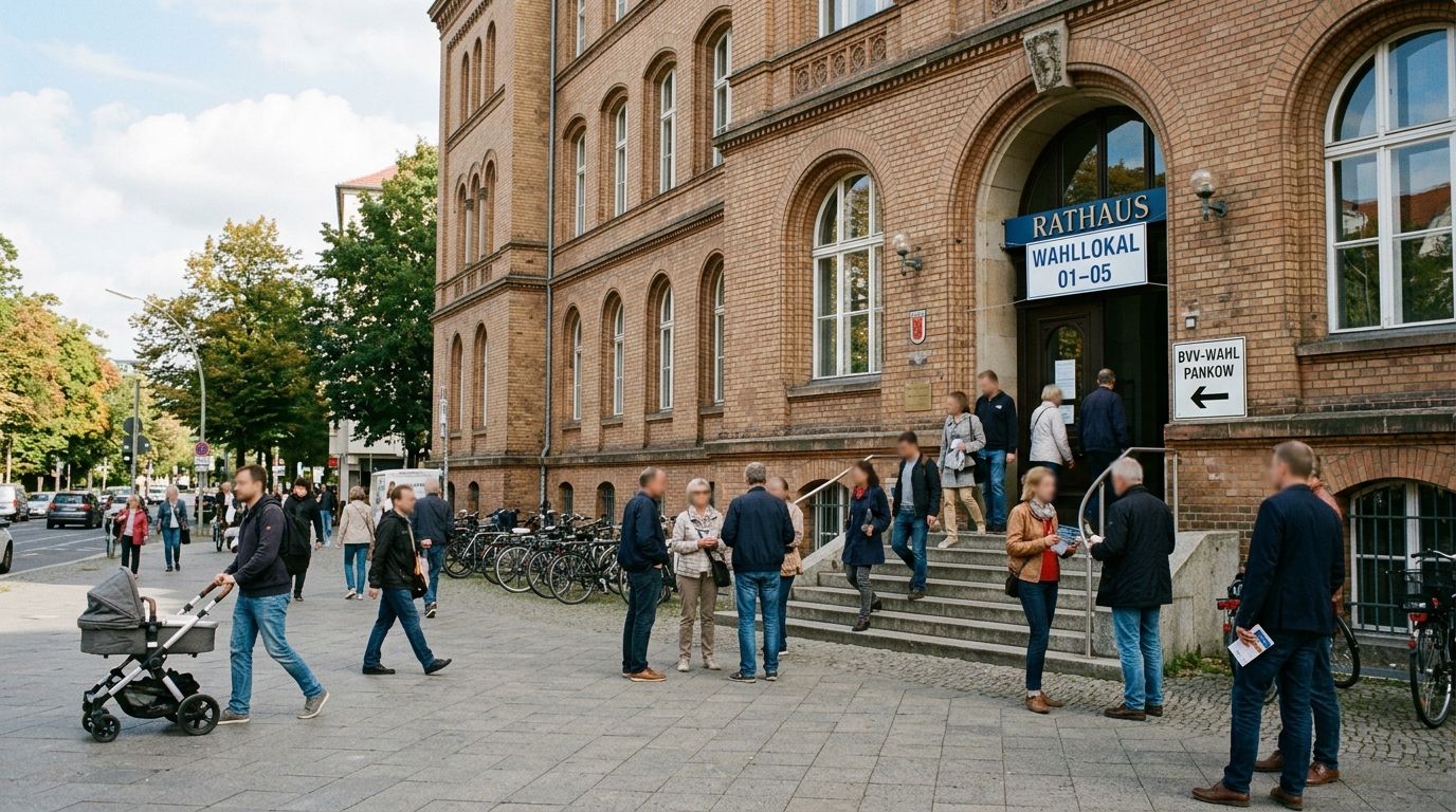 BVV-Wahl Pankow: Rathaus Pankow an einem Wahlsonntag