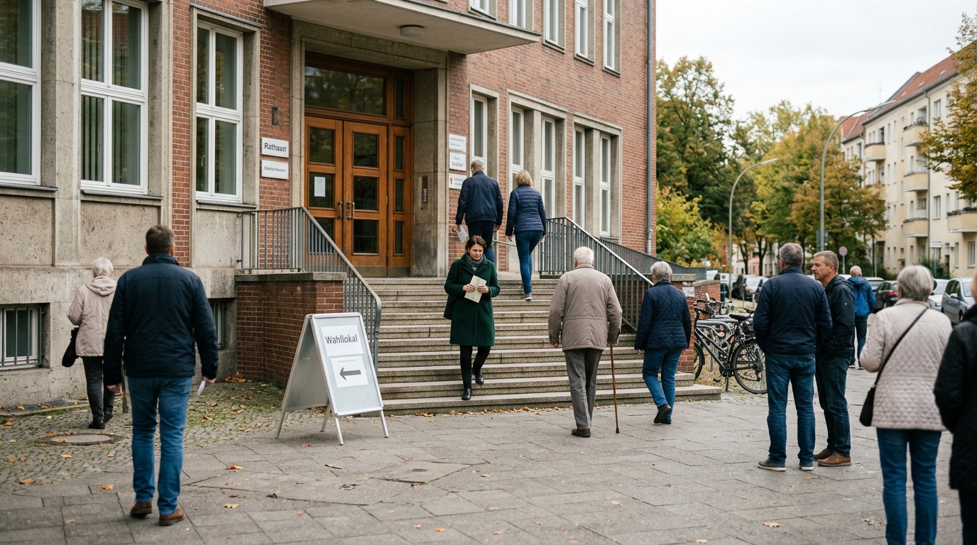 BVV-Wahl Reinickendorf: Rathaus und Bezirksamt in Reinickendorf an einem Wahlsonntag