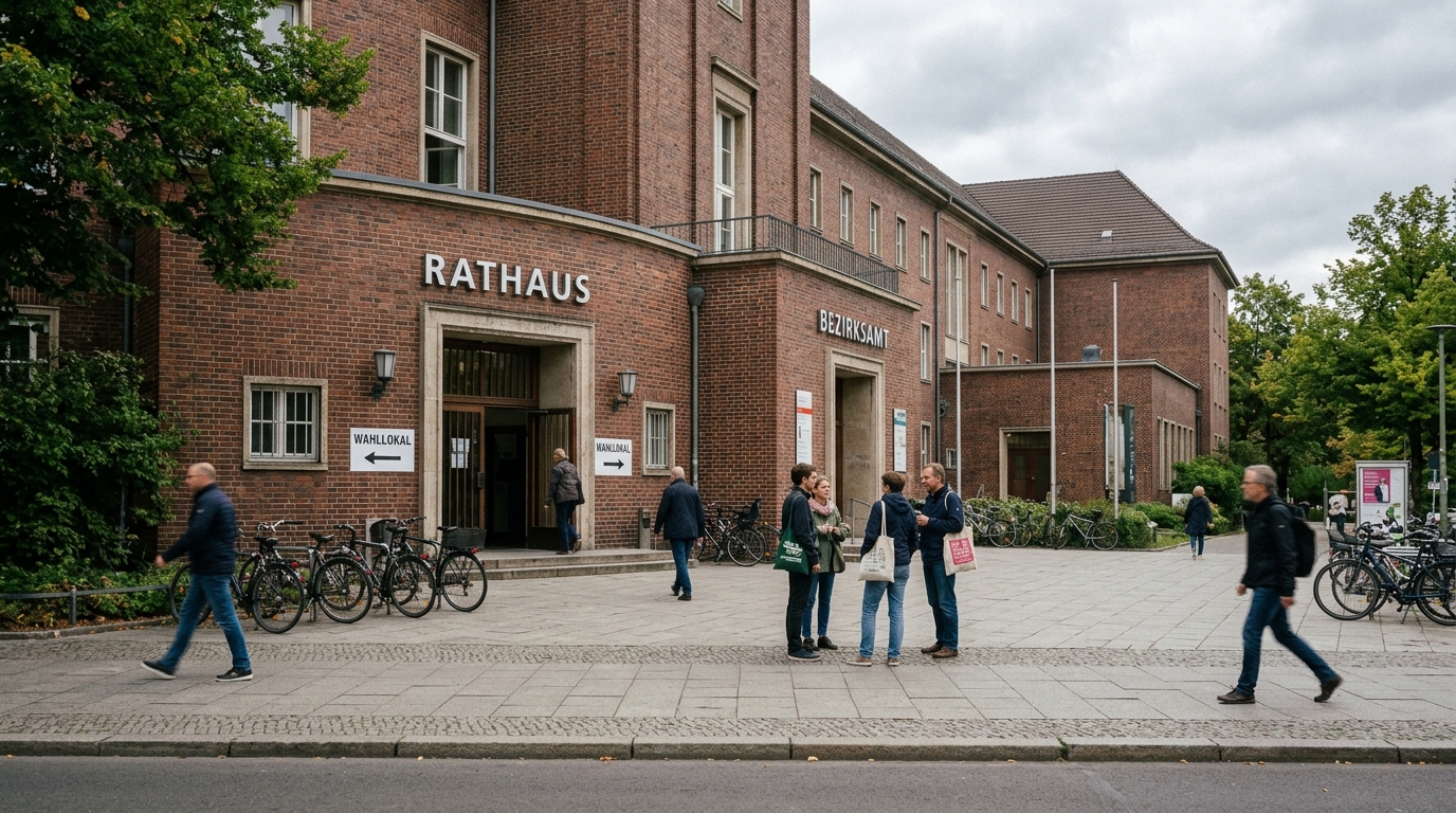 BVV-Wahl Tempelhof-Schöneberg: Rathaus und Bezirksamt in Tempelhof-Schöneberg an einem Wahlsonntag