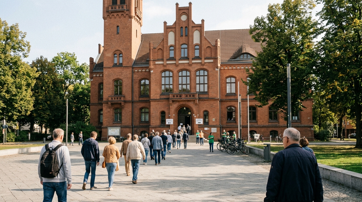 BVV-Wahl Treptow-Köpenick: Rathaus und Bezirksamt in Treptow-Köpenick an einem Wahlsonntag