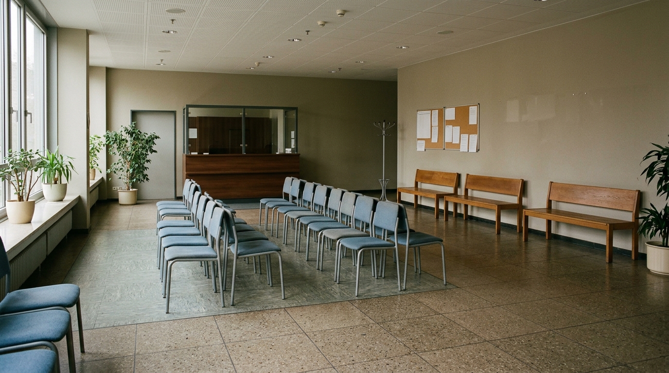Verwaltungsgebäude mit Wartebereich – Migrationspolitik Berlin vor der Wahl
