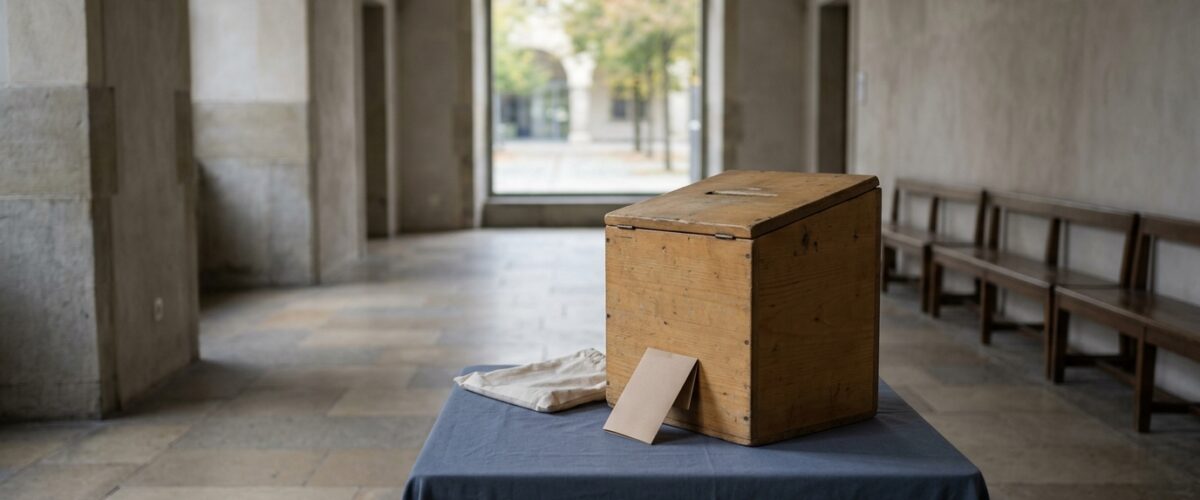 U16-Aktionswoche Berlinwahl: Jugendliche geben im Rathaus Spandau symbolisch ihre Stimme an einer Wahlurne ab, September 2026