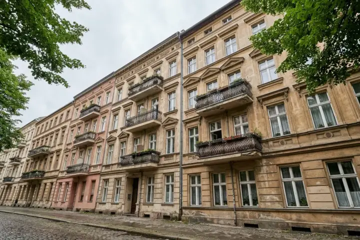 Fassaden von Berliner Altbau-Mietshäusern mit Balkonen als zentraler Schauplatz für die Mietenpolitik Berlin.